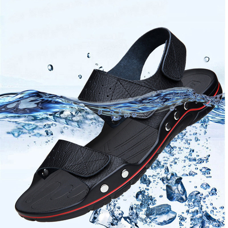 Sandals summer men's casual shoes soft soled anti slip wear-resistant, Black