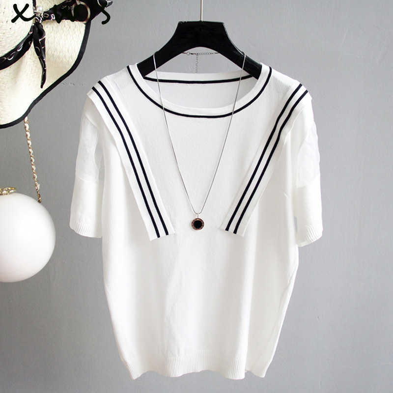 Korean Style striped Knit Women Sweater Tops Femme summer short Sleeve Pullover Basic Sweaters 210604, White
Korean Style striped Knit Women Sweater Tops Femme summer short Sleeve Pullover Basic Sweaters 210604, White