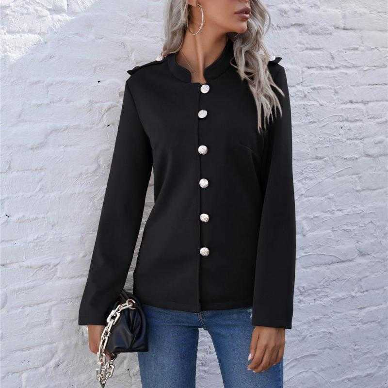 Women Blazer Single Breasted Long Sleeve Ladies Black Coat Fahion Women's Slim Suit Jacket Plus Size 210524