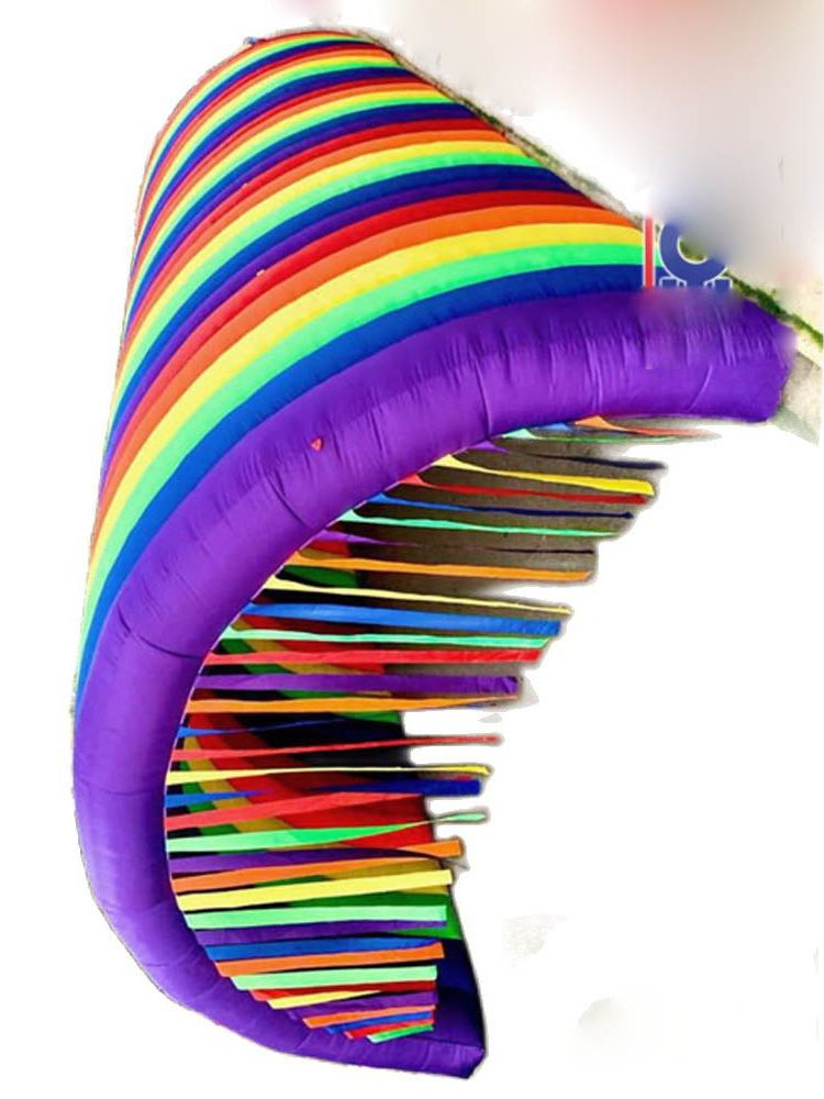 Colorful Large Inflatable Rainbow Tunnel Tent With Tassels Curtains,Event Entrance Gate Archway For Pary Decoration
