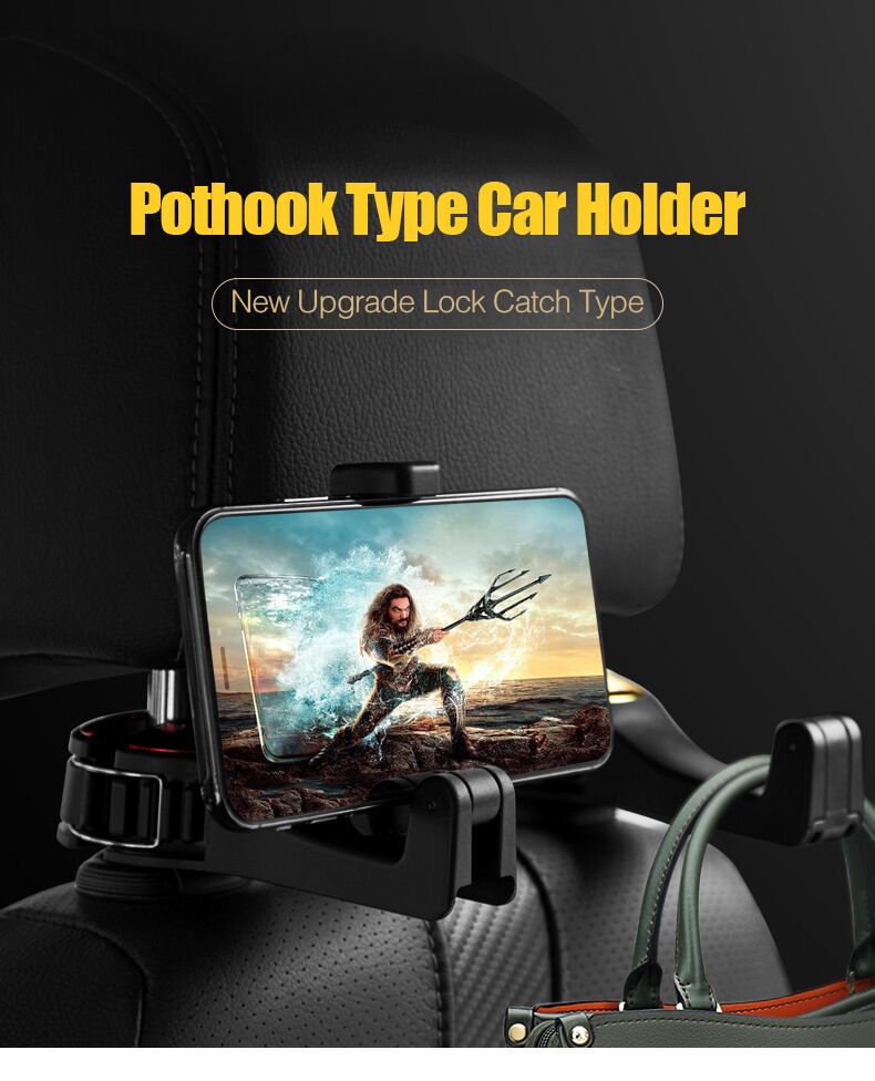 Car Hook Hanger Supports Mobile Phone Stand Holder Magnetic Mount Adjustable Headrest Hooks Fastener Seat Back Clips For Bag Handbag Houseware