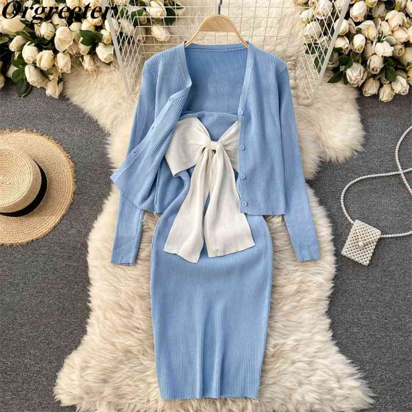 Orgreete Spring Fall Thin Knitted Cardigan Dress Suits Sweet Contrast color Bow Strap + Long-sleeved Coat 2 Piece Sets 210602, Only dress 1
Orgreete Spring Fall Thin Knitted Cardigan Dress Suits Sweet Contrast color Bow Strap + Long-sleeved Coat 2 Piece Sets 210602, Only dress 1