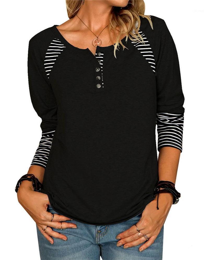Women' T-Shirt Black Women T-Shirts Long Sleeve Autumn Striped Print Streetwear Tee Female Round-Neck Button Loose Casual Pullovers Top, Yqh8030 gray
Women' T-Shirt Black Women T-Shirts Long Sleeve Autumn Striped Print Streetwear Tee Female Round-Neck Button Loose Casual Pullovers Top, Yqh8030 gray