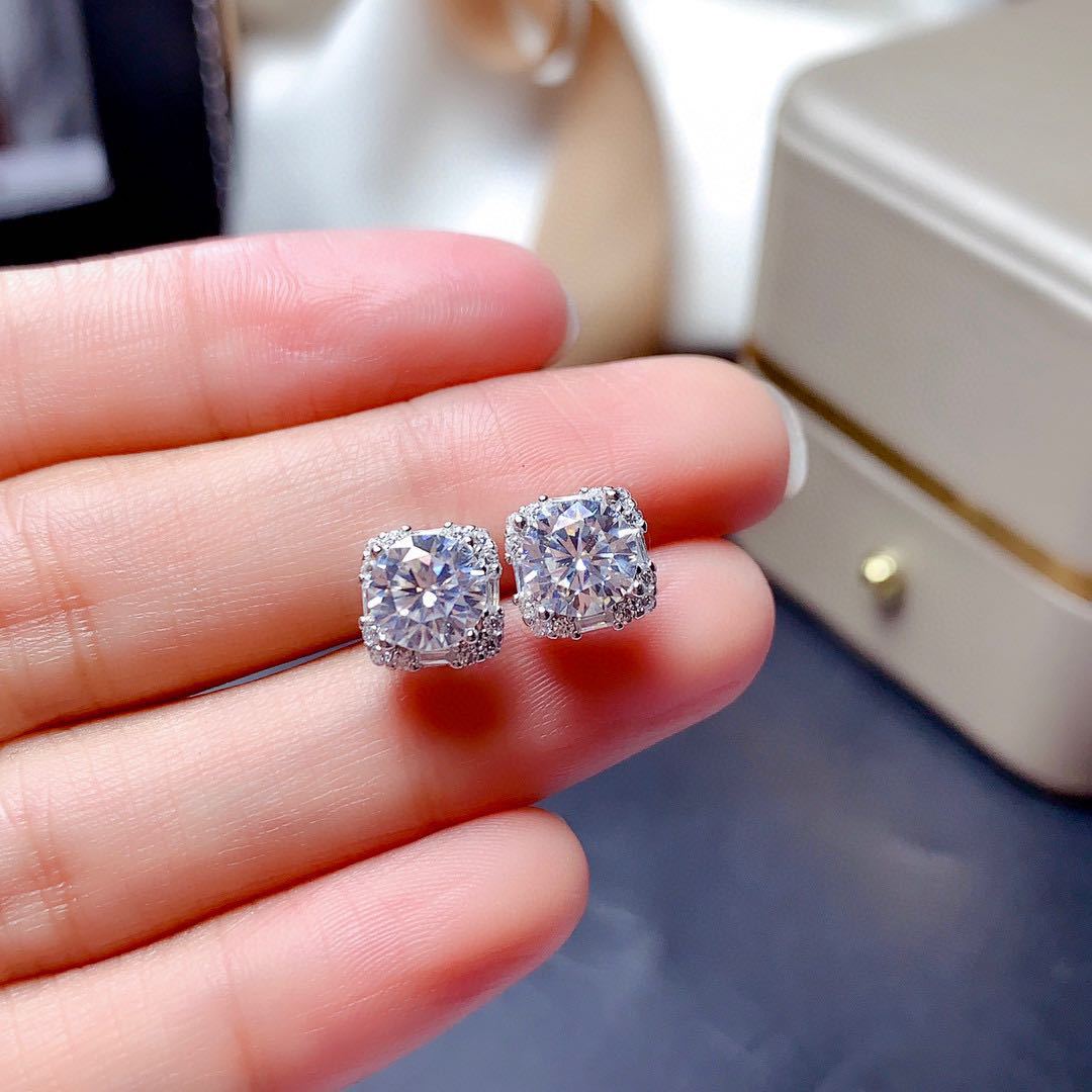 Stunning Lab Moissanite Promise Jewelry set Real 925 sterling silver bijou Wedding Earrings Rings necklace for women Jewelry