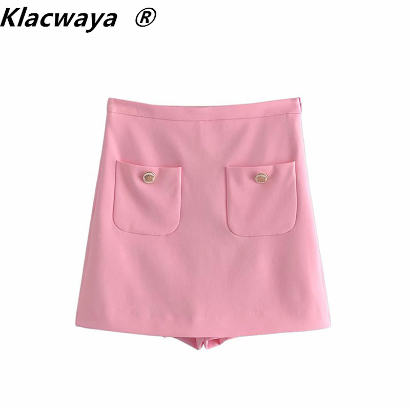 Za Women Shorts Skirts Summer Pink Girly Style Patch Pockets High Waist Fashion All-Match Mini Skirt Pants 210521
Za Women Shorts Skirts Summer Pink Girly Style Patch Pockets High Waist Fashion All-Match Mini Skirt Pants 210521