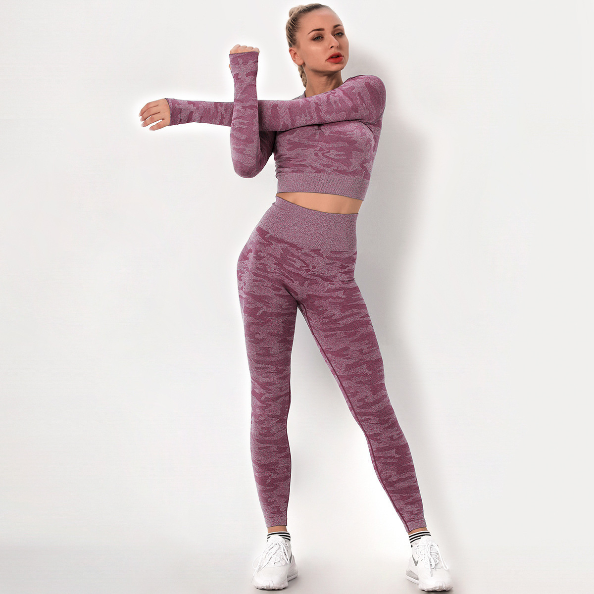 women's tracksuits seamless camouflage suit high elastic fitness yoga two piece set jumpsuit sweatsuit, Gray
women's tracksuits seamless camouflage suit high elastic fitness yoga two piece set jumpsuit sweatsuit, Gray