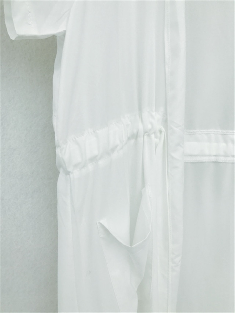 Pocket Swimsuit Cover Up Summer White Bikini Women Cardigan Pareo Beach Long Wear #Q364 210420