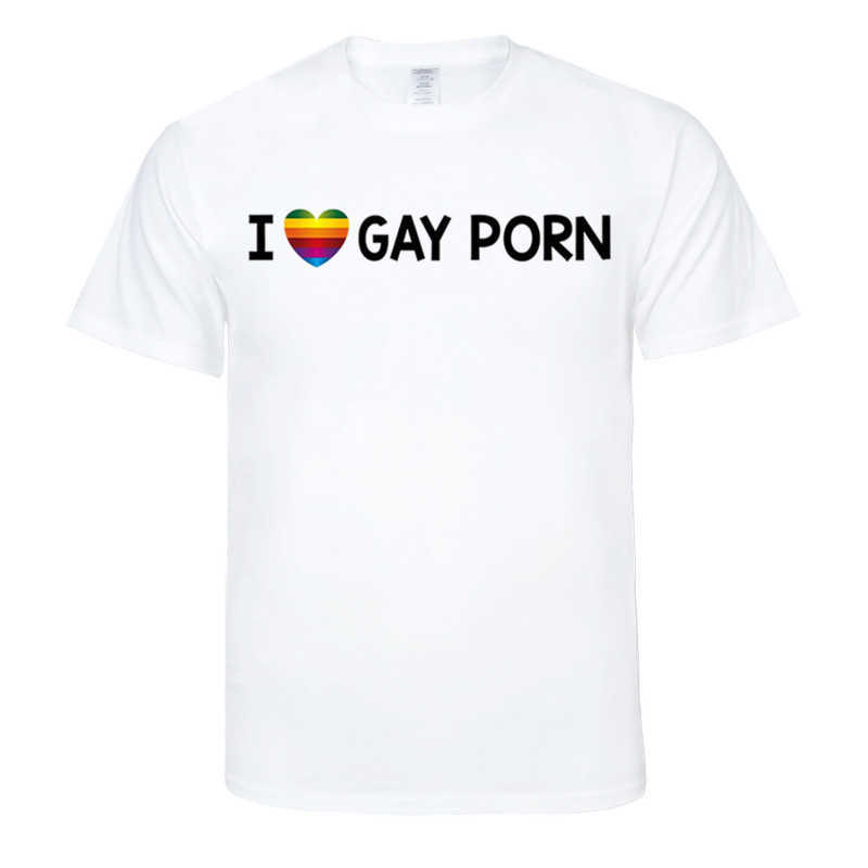 Summer Man's I LOVE GAY PORN T Shirts Men O-neck Fashion Printed Hip-Hop Tee Camisetas Clothing Casual Top 210629