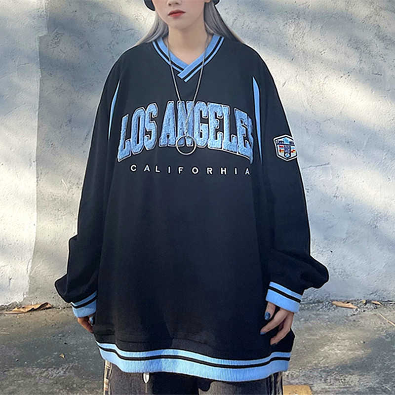 Green Vintage Letters Embroidered Crewneck Sweatshirt Women Winter Tops Oversized Girls Streetwear Korean Fashion Pullovers 210910