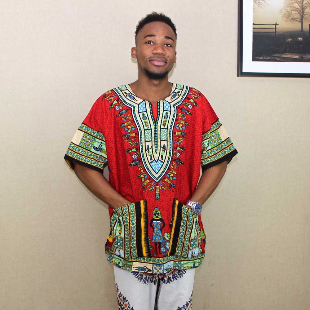 Men's T-Shirts (fast ) est Fashion African Traditional Print 100% Cotton Dashiki T-shirt for unisex 210716