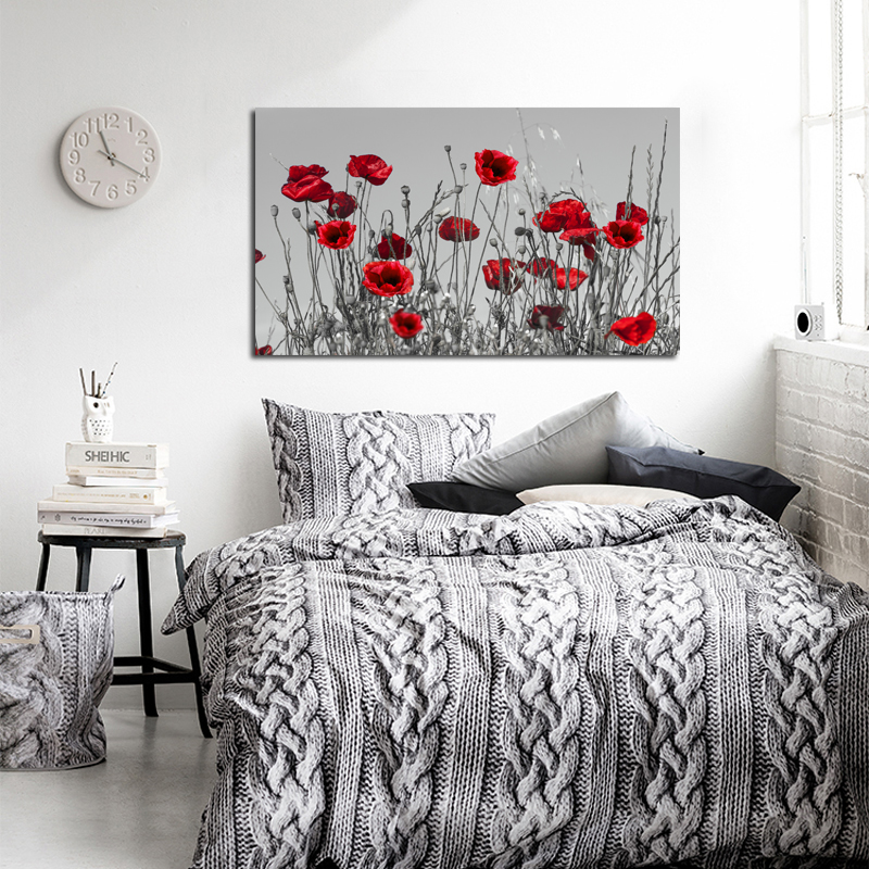 Canvas Paintings Modern Flowers Posters And Prints Red Poppies Pictures For Living Room Decoration No Frame