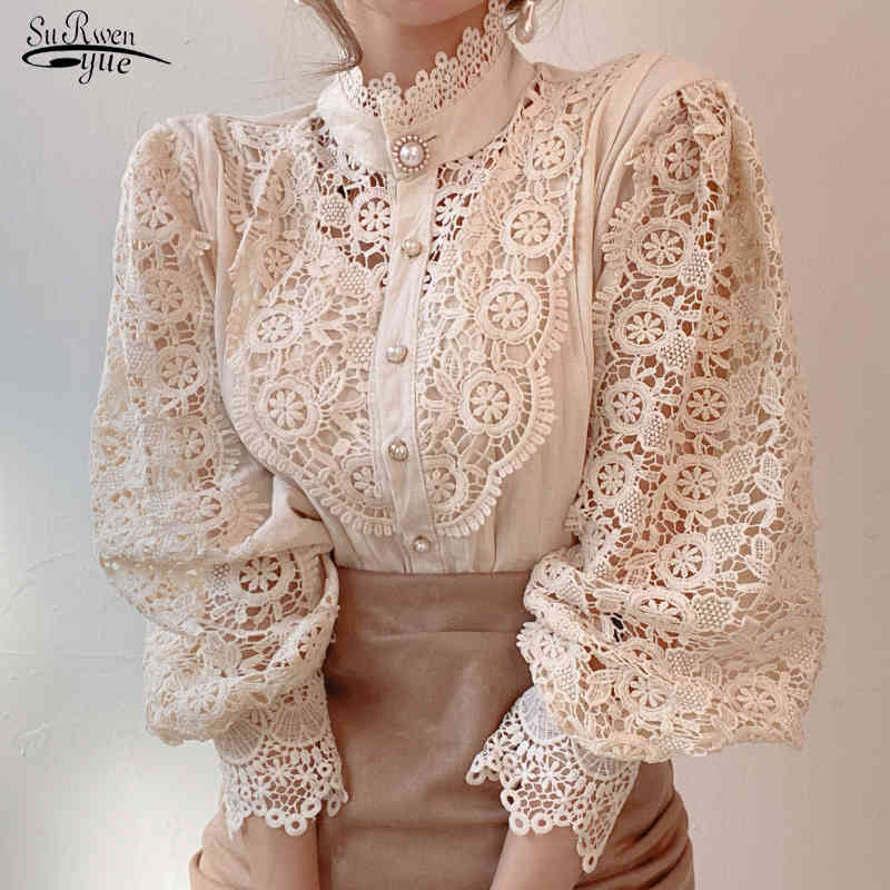 Stand Collar All-match Femme Blusas Petal Sleeve Women Blouse Chic Button Hollow Out Flower Lace Patchwork Shirt White Top 12419 210521, Black
Stand Collar All-match Femme Blusas Petal Sleeve Women Blouse Chic Button Hollow Out Flower Lace Patchwork Shirt White Top 12419 210521, Black