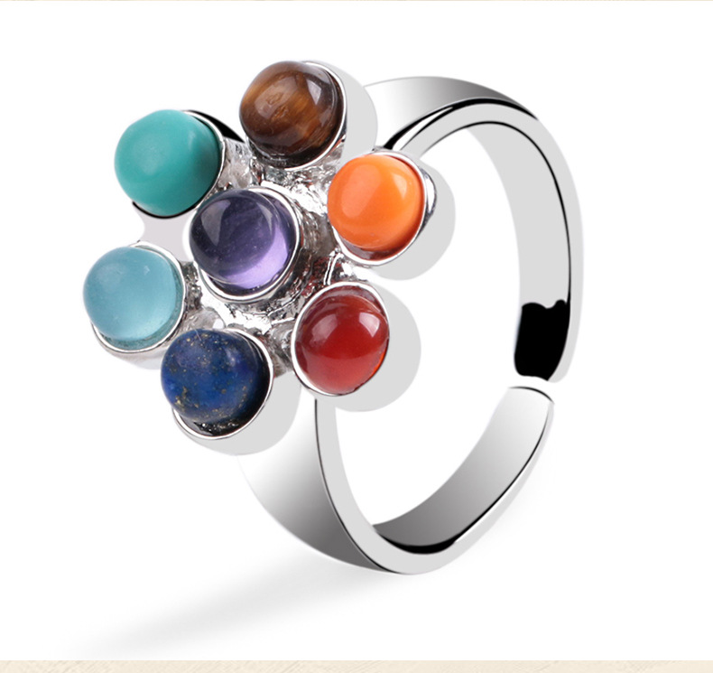 7 Chakras Beads Ring for Women Vintage Silver Plated Yoga Tiger Eyes Stone Adjustable Open Rings Boho Ethnic Jewelry Gift
7 Chakras Beads Ring for Women Vintage Silver Plated Yoga Tiger Eyes Stone Adjustable Open Rings Boho Ethnic Jewelry Gift