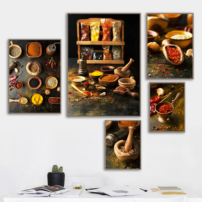 Canvas Painting Fragrant Spices Chili Pepper Paprika Turmeric Printed Poster Wall Art Home Decor Kitchen Modern Picture Cuadros
Canvas Painting Fragrant Spices Chili Pepper Paprika Turmeric Printed Poster Wall Art Home Decor Kitchen Modern Picture Cuadros