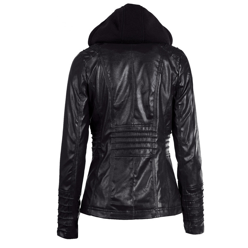 Leather Jacket Women Long-sleeved Zipper Clothes Loose Plus Size Short s Coat Black 210428