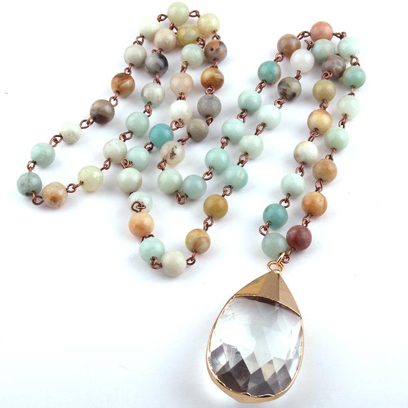 Pendant Necklaces Amazonite Stones Rosary Chain Glass Drop Necklace For Women Statement, Silver
Pendant Necklaces Amazonite Stones Rosary Chain Glass Drop Necklace For Women Statement, Silver