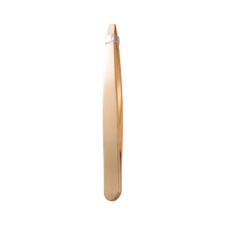 Eyelashes Tweezers Stain Steel Slanted Tip Face Hair Removal Curler Clip Brow Trimmer Makeup Tools Accessories Rose Gold