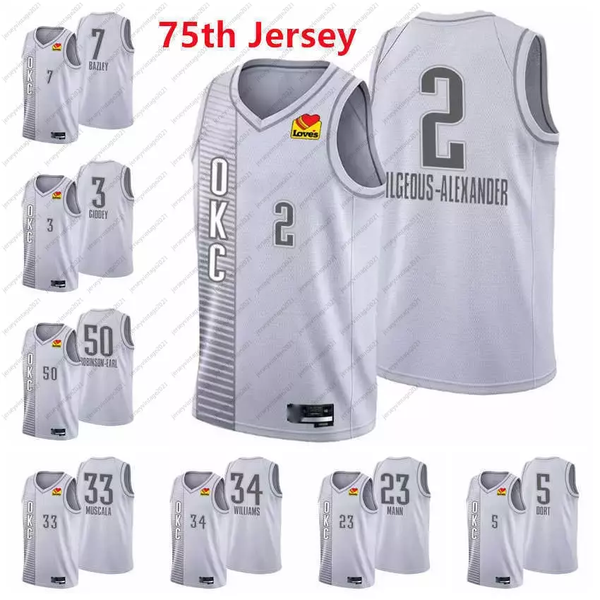 2021 2022 Printed Men Basketball Shai Gilgeous-Alexander 2 Josh Giddey 3 Jeremiah Robinson-Earl 50 Muscala 75th Gray Jerseys, 12
2021 2022 Printed Men Basketball Shai Gilgeous-Alexander 2 Josh Giddey 3 Jeremiah Robinson-Earl 50 Muscala 75th Gray Jerseys, 12