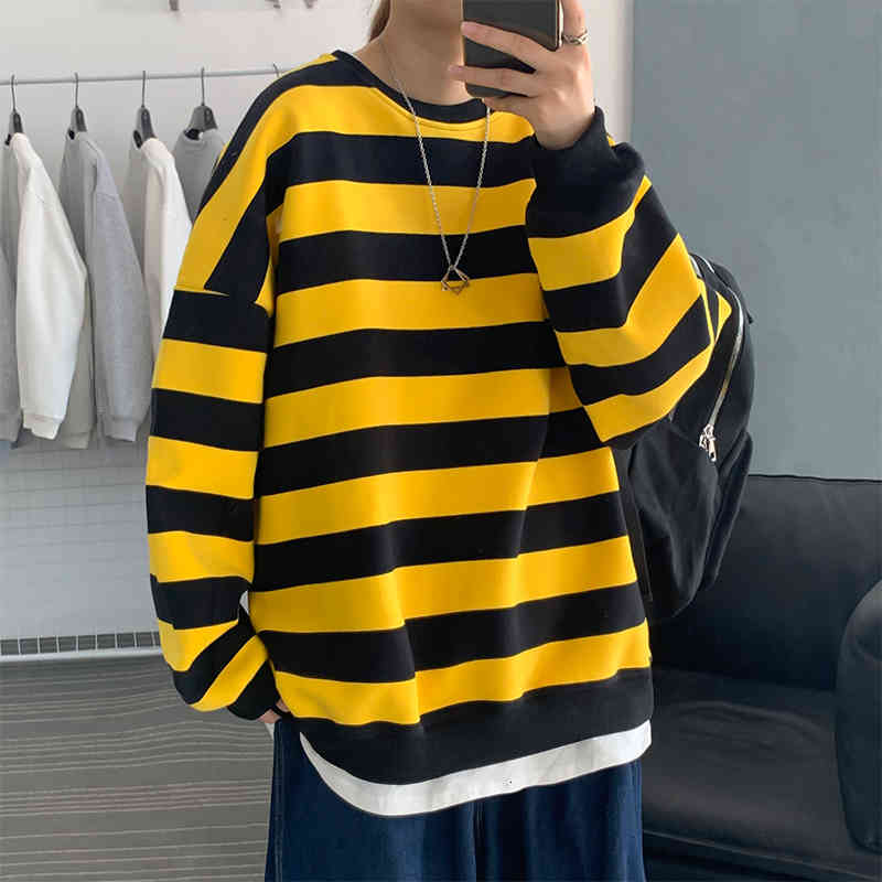Men's Hoodies & Sweatshirts Striped Printing Pullover Loose Round Neck Coats Youth Clothes Fashion Cotton Casual Size S-2XL YFXG, Yellow
Men's Hoodies & Sweatshirts Striped Printing Pullover Loose Round Neck Coats Youth Clothes Fashion Cotton Casual Size S-2XL YFXG, Yellow