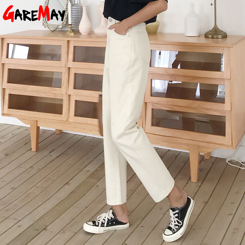 Warm Harem Jeans For Woman Winter Fleece Velet Denim Pants Women's White Loose Cotton Female 210428