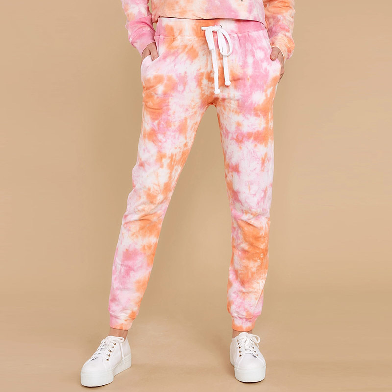 Fashion Tie Dye Print Pencil Pants Trousers Women High Waist Drawstring Sweatpants Casual Long Jogger 210515