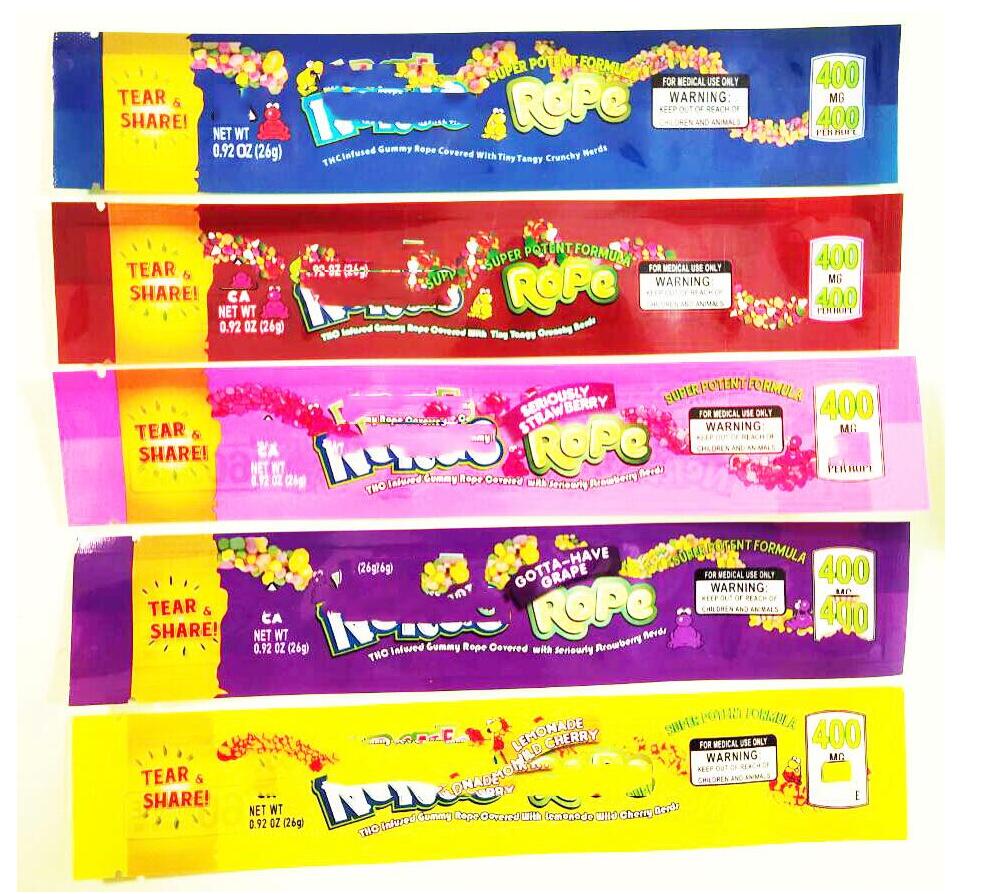 ropes 400 420 500 800 600mg candy Mylar Bags Empty edible Packaging Gummy Three edge-sealing bag foil Food package DHL
ropes 400 420 500 800 600mg candy Mylar Bags Empty edible Packaging Gummy Three edge-sealing bag foil Food package DHL