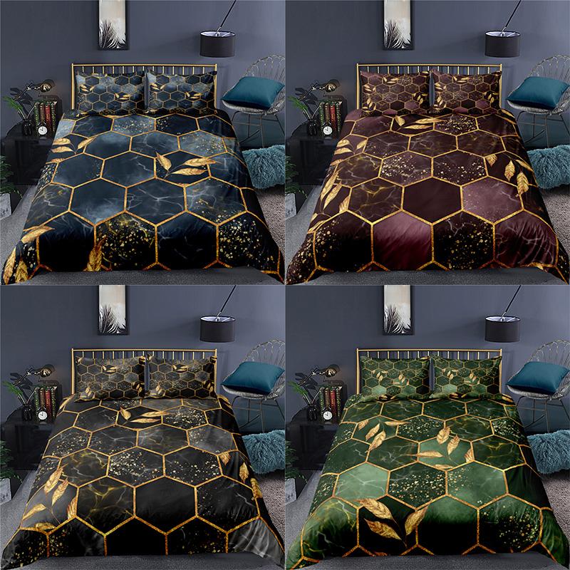 Home Textile Luxury 3D Geometry Print 2/3Pcs Comfortable Duvet Cover PillowCase Bedding Sets Queen And King EU/US/AU Size