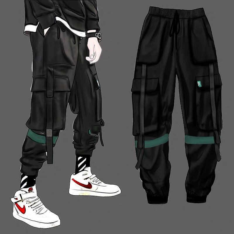 Cargo Pants Men Solid Color Black Loose Casual Jogger Pocket Elastic waist Ankle Length Trousers Techwear X0626, 6081
Cargo Pants Men Solid Color Black Loose Casual Jogger Pocket Elastic waist Ankle Length Trousers Techwear X0626, 6081