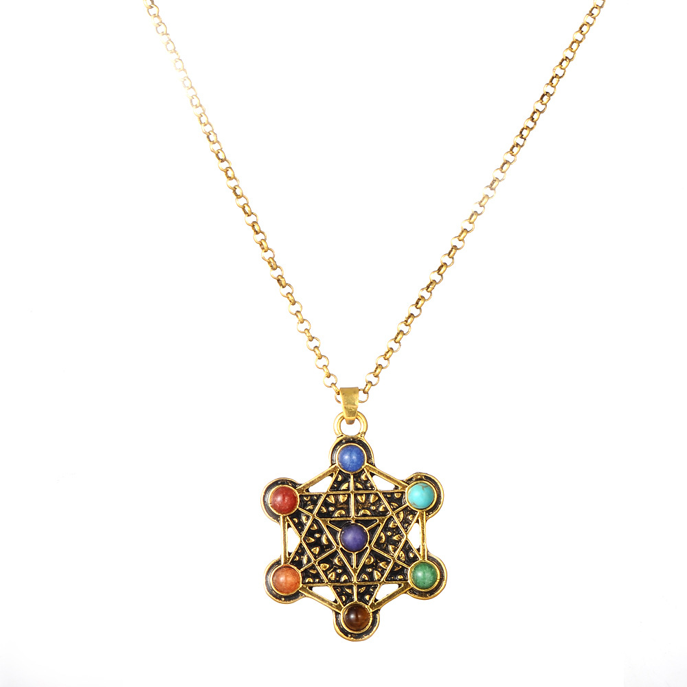 New 7 Chakras Pendulum Necklaces Colorful Natural Stone Tree Of Life Pendant Necklaces Women Yoga Jewelry