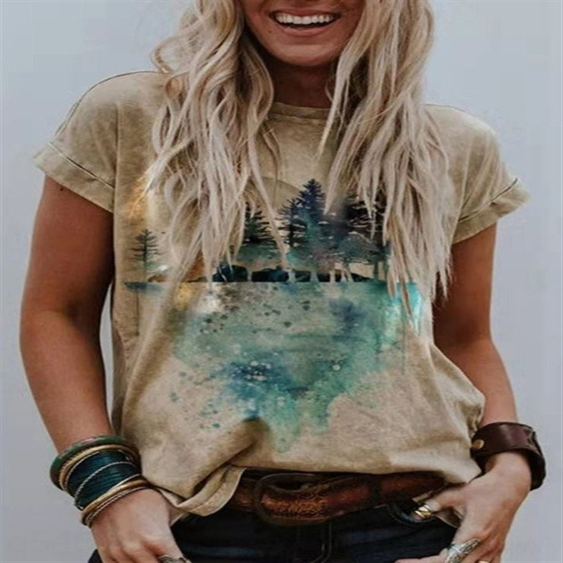 bl4b 2021 landscape print round neck short t-women's t-shirt sleeve women's casual t-shirt 7 colors 6 sizes, White
bl4b 2021 landscape print round neck short t-women's t-shirt sleeve women's casual t-shirt 7 colors 6 sizes, White