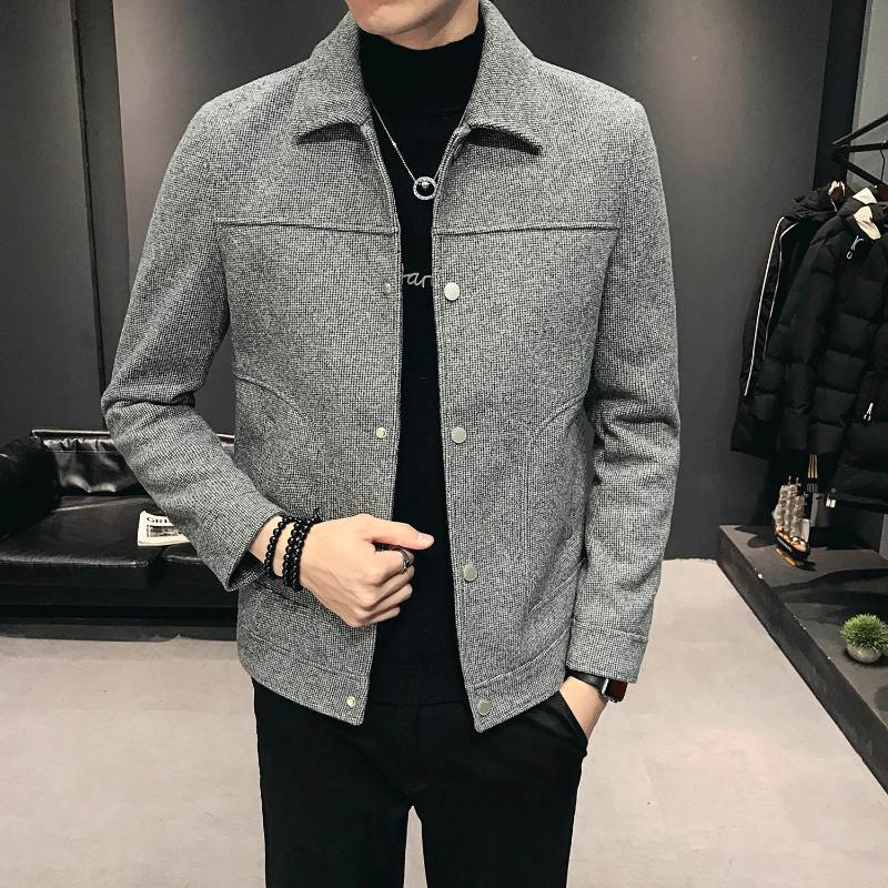 Brand Clothing Fashion Men's Spring Casual Keep Warm Jacket/Male Slim Fit Woolen Cloth Jacket/Man Leisure Coat S-3XL Jackets