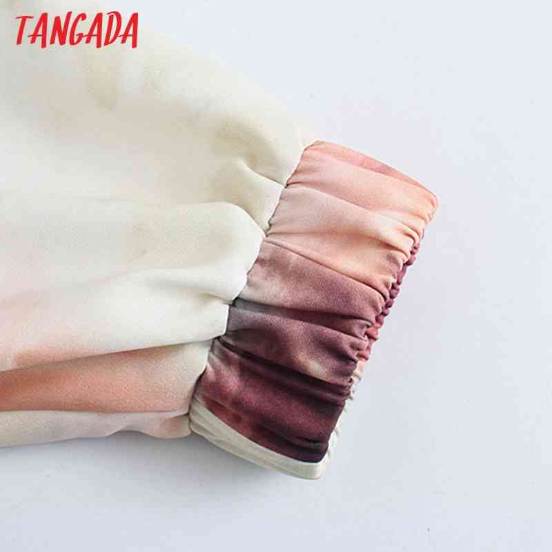 Women Tie-dye Print Hoodie Sweatshirts Oversize Ladies Pullovers Pocket Hooded Tops 5Z77 210416