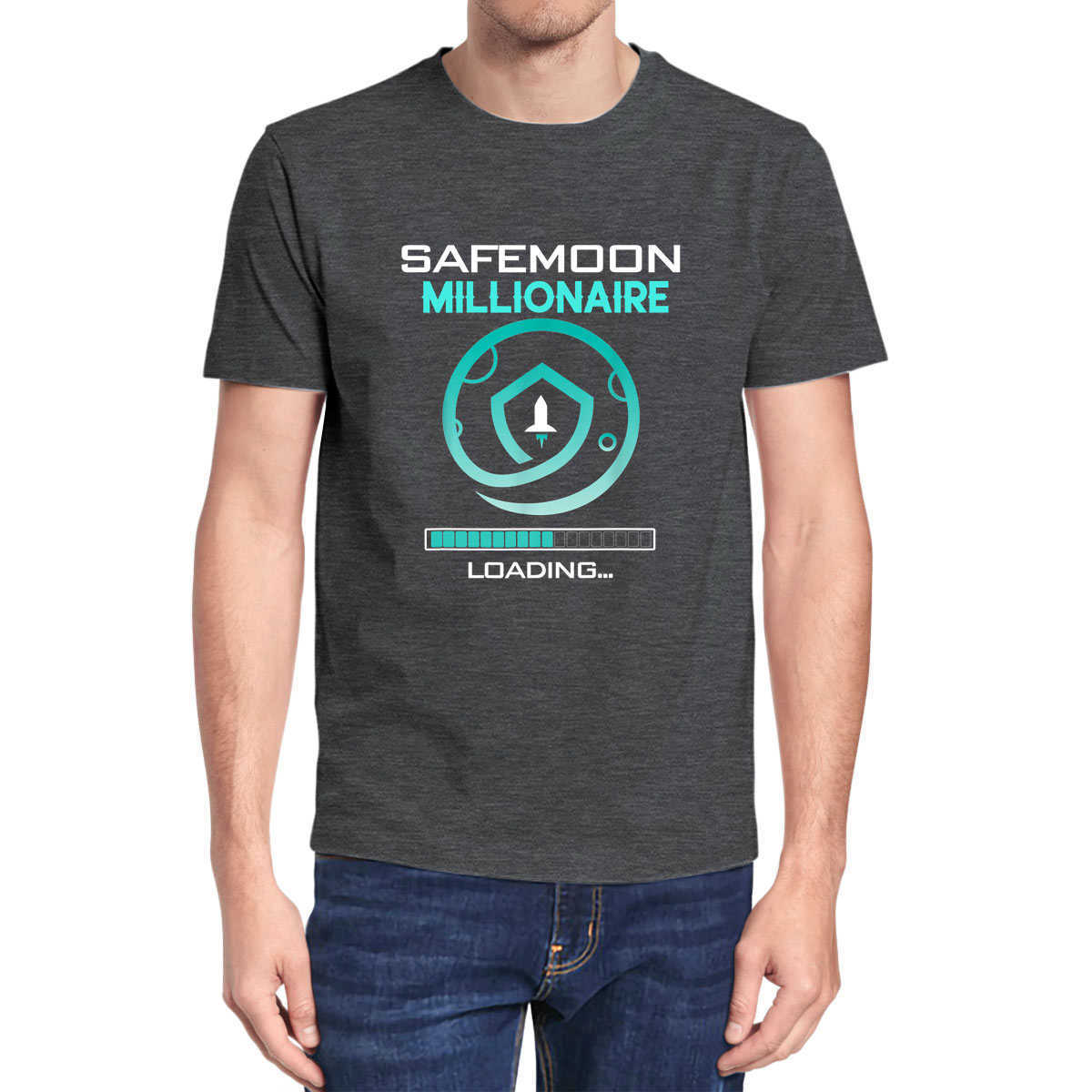 Funny Safemoon Millionaire Loading Cryptocurrency Men's Shirt Short Sleeve Vintage Unisex T-Shirt Cotton Tops Tee Oversize 210629
