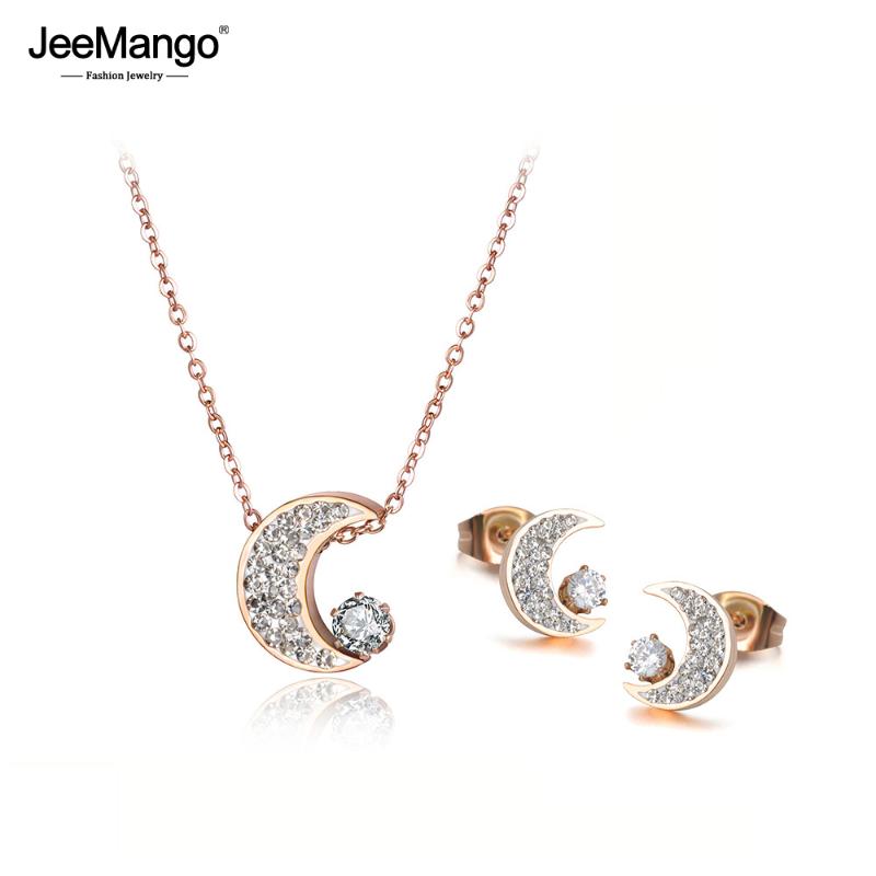 Earrings & Necklace JeeMango Fashion Cubic Zirconia Moon Choker Necklaces Sets For Women Rhinestone Stainless Steel Female Jewelry JSE013, Silver
Earrings & Necklace JeeMango Fashion Cubic Zirconia Moon Choker Necklaces Sets For Women Rhinestone Stainless Steel Female Jewelry JSE013, Silver