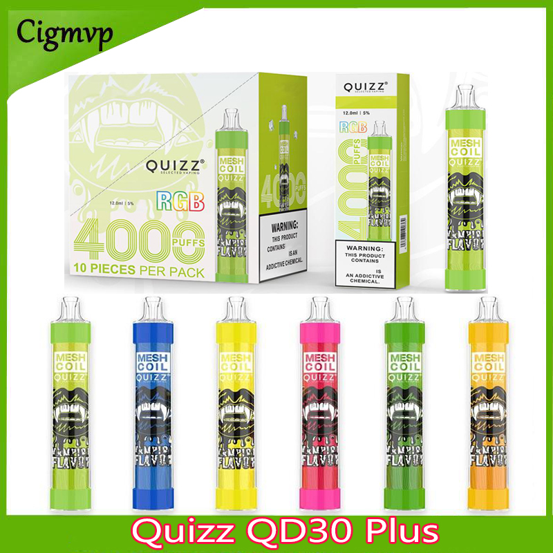 Quizz QD30 Plus Disposable Pods cigarette Device Kit E-cigarettes 4000 Puffs Rechargeable USB 650mAh Battery 12ml Prefilled Pod RGB Light Vape Pens
Quizz QD30 Plus Disposable Pods cigarette Device Kit E-cigarettes 4000 Puffs Rechargeable USB 650mAh Battery 12ml Prefilled Pod RGB Light Vape Pens