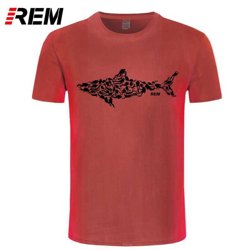 REM Shark Scuba Diver T-shirt Tee Divinger Dive Funny Birthday Gift Present for Him Men Adult T Shirt Short Sleeve Cotton 210629
