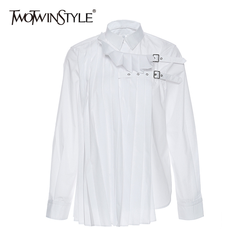Casual White Patchwork Button Shirt For Women Lapel Long Sleeve Pleated Blouse Female Fashion Clothing 210524
Casual White Patchwork Button Shirt For Women Lapel Long Sleeve Pleated Blouse Female Fashion Clothing 210524