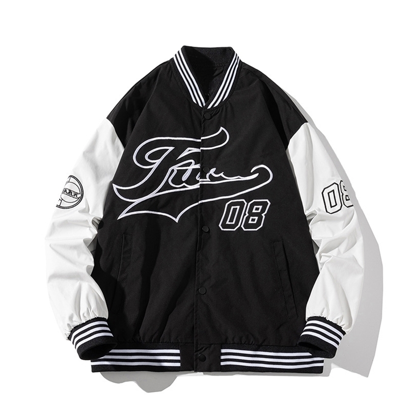 Streetwear Baseball Jacket Men Women Varsity Japanese Letter Embroidery Patchwork Spring Autumn Couples Clothes 211110, Black
Streetwear Baseball Jacket Men Women Varsity Japanese Letter Embroidery Patchwork Spring Autumn Couples Clothes 211110, Black