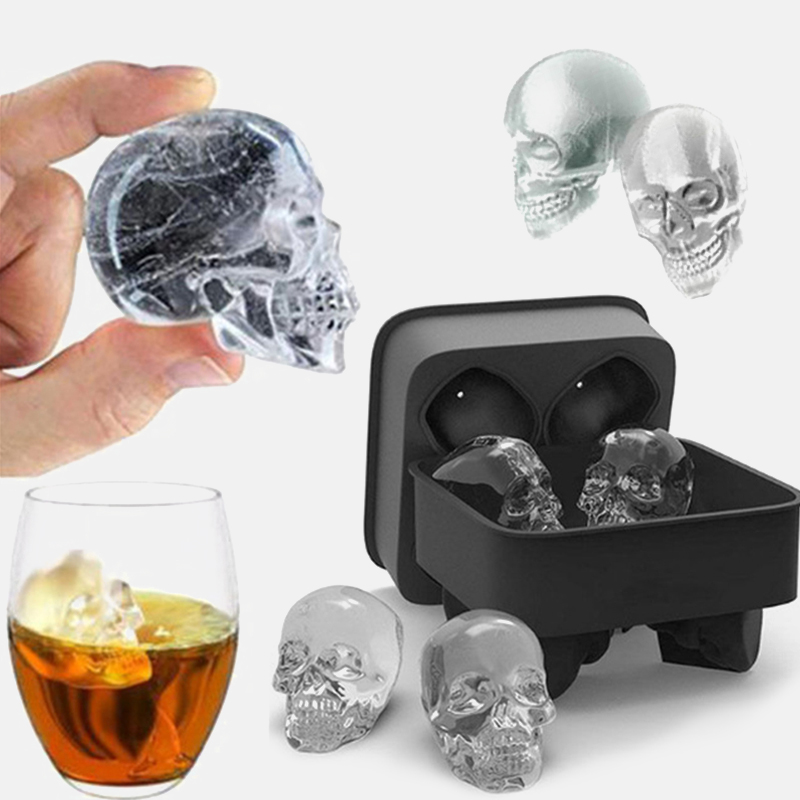 3D Skull Silicone Mold Tool Ice Cube Maker Chocolate Mould IceCream DIY Tools Whiskey Wine tail DHL Free Freight Free shipping