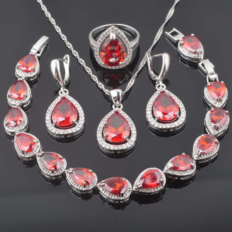 Earrings & Necklace Charming Red Zirconia Water Drop Engagement Jewelry Set Silver Color For Women Fashion Party Sets Russian Style QS0568
Earrings & Necklace Charming Red Zirconia Water Drop Engagement Jewelry Set Silver Color For Women Fashion Party Sets Russian Style QS0568