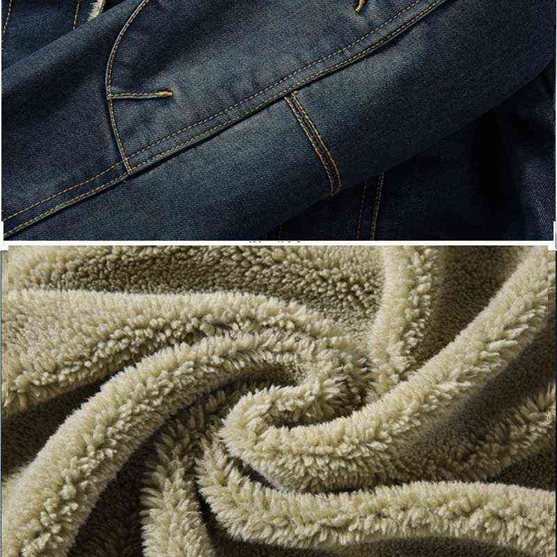 Winter Warm Fleece Denim Jackets Mens Casual Pilot Bomber Cowboy Jacket Coat Male Wool Liner Fur Thick Jean Outwear Clothing 211122