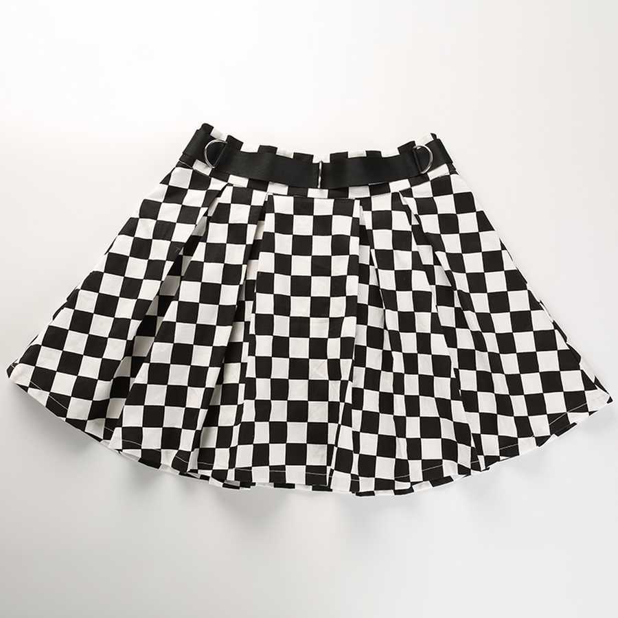 DICLOUD Pleated Checkerboard Skirts Womens Harajuku High Waisted Skirt Casual Dancing Korean Sweat Short Summer Mini 210619