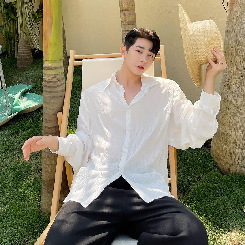 Men's Casual Shirts Shirt Long Sleeve Men Pleated Solid Color Fabric Drape Feeling Thin Sunblock Clothing For Streetwear Sweethearts Outfit, Black
Men's Casual Shirts Shirt Long Sleeve Men Pleated Solid Color Fabric Drape Feeling Thin Sunblock Clothing For Streetwear Sweethearts Outfit, Black