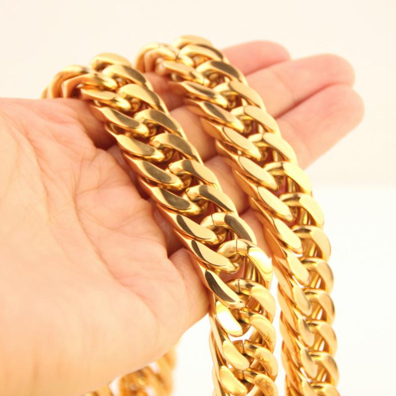 Chains 681012141719mm Width Trendy Gold Chain For Men Women Hip Hop Jewelry Stainless Steel Curb Necklace Jewelery