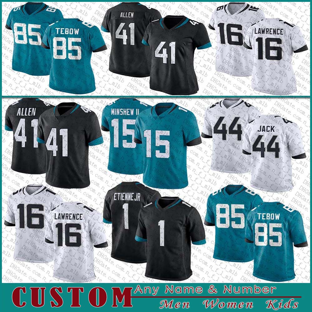 85 Tim Tebow 16 Trevor Lawrence Custom Football Jersey 1 Travis Etienne Jr 15 Gardner Minshew II 41 Josh Allen 30 James Robinson JacksonvilleJaguarMyles Jack, Picture
85 Tim Tebow 16 Trevor Lawrence Custom Football Jersey 1 Travis Etienne Jr 15 Gardner Minshew II 41 Josh Allen 30 James Robinson JacksonvilleJaguarMyles Jack, Picture