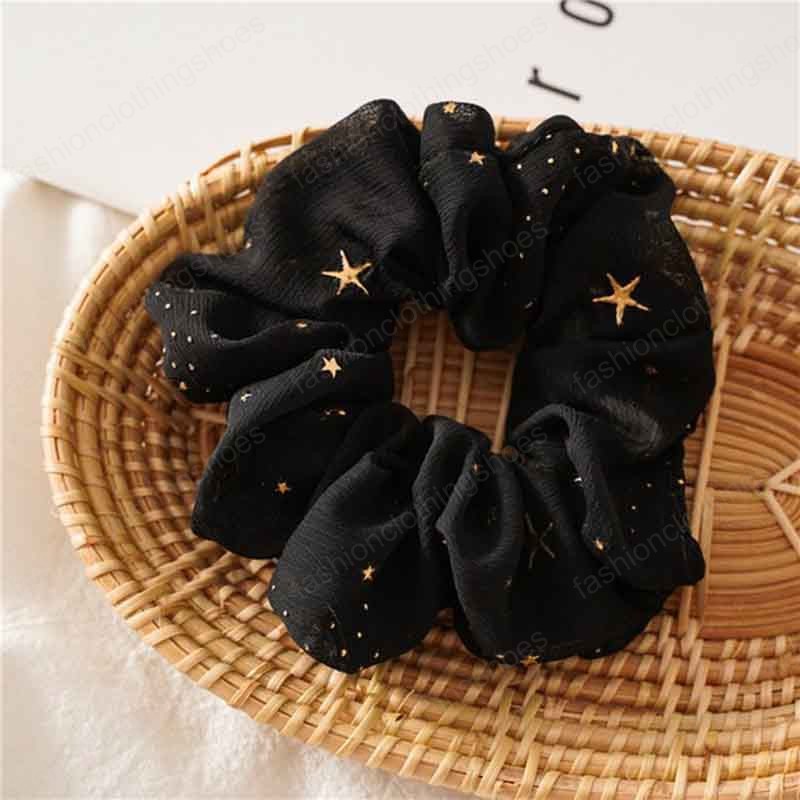 Shiny Star Chiffon Hair Scrunchies Women Elastic Rubber Hair Bands Girl Ponytail Holder Hair Accessories