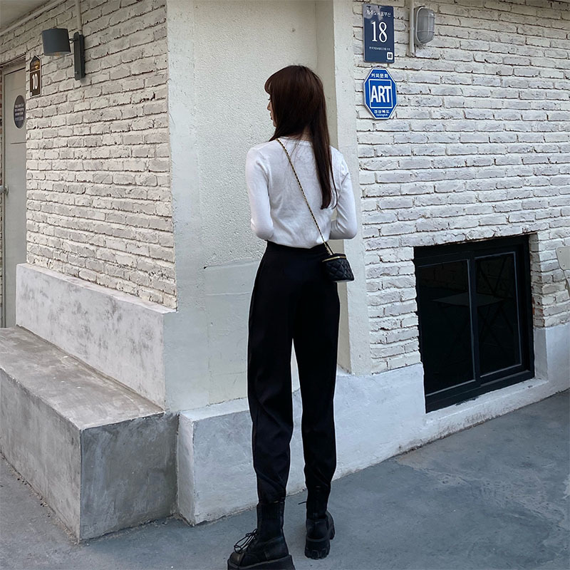 Plus Size S-4XL OL Minimalist High Waist Wide Leg Pants Women Spring Autumn Work Wear Solid Suit Trousers 210421