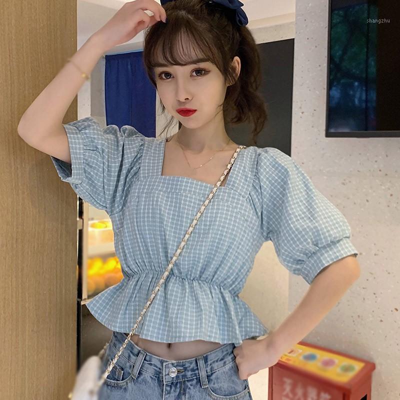 Women' Blouses & Shirts 2021 Plaid For Women Fashion Sweet Square Collar Short Sleeve Blouse Summer Casual Slim Ruffles Crop Tops, Burgundy
Women' Blouses & Shirts 2021 Plaid For Women Fashion Sweet Square Collar Short Sleeve Blouse Summer Casual Slim Ruffles Crop Tops, Burgundy