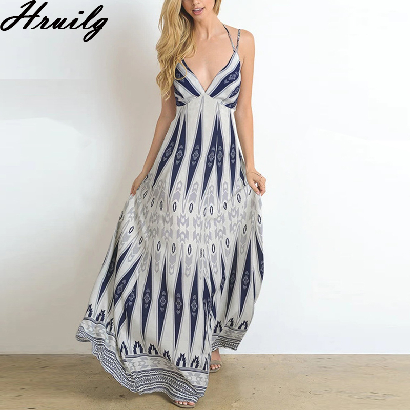 Sale Summer Dress Backless Lace Up Big Swing Bohemian Party es for Women Print Elegant Clubwear A Line Sexy 210515