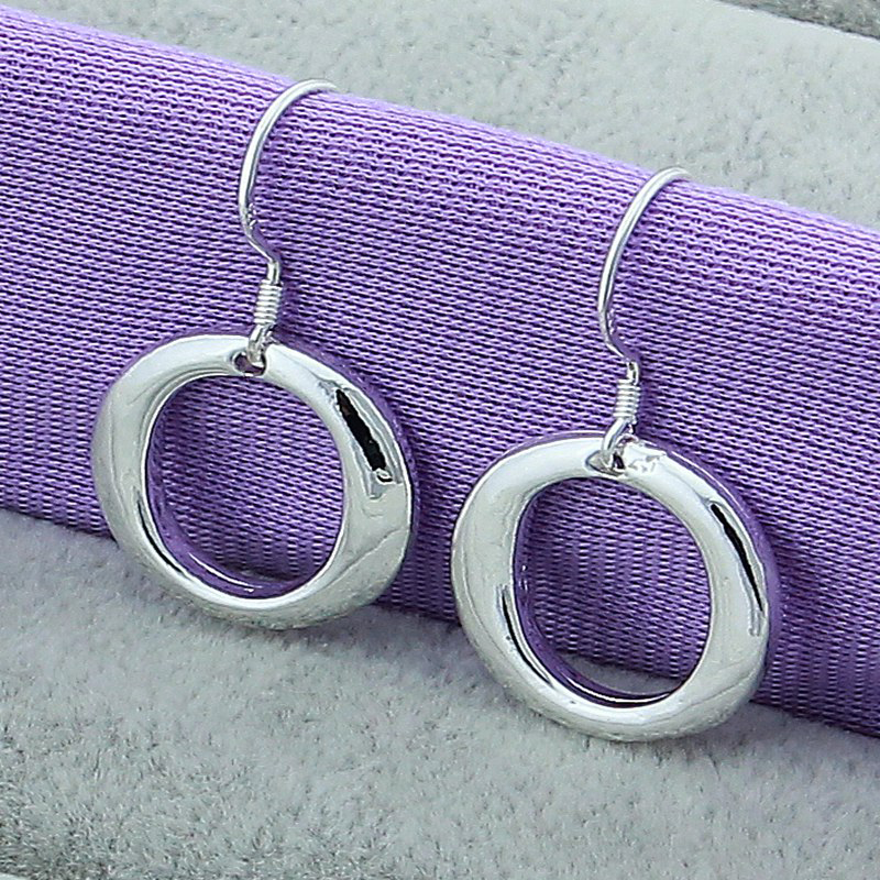 Silver Earring Round Drop Earrings Women Silver Jewelry